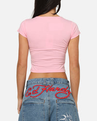 Ed Hardy Women's Wild Rose Baby T-Shirt Pink