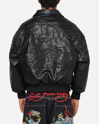 Ed Hardy Studded Bomber Jacket Black