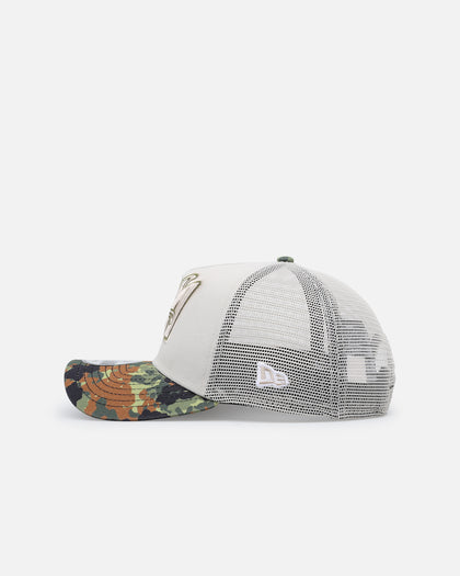 New Era Los Angeles Angels "Camo Visor" 9FORTY A-Frame Trucker Snapback Stone/Olive
