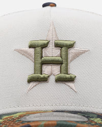 New Era Houston Astros "Camo Visor" 9FORTY A-Frame Trucker Snapback Stone/Olive