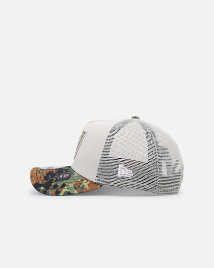 New Era Las Vegas Raiders "Camo Visor" 9FORTY A-Frame Trucker Snapback Stone/Olive