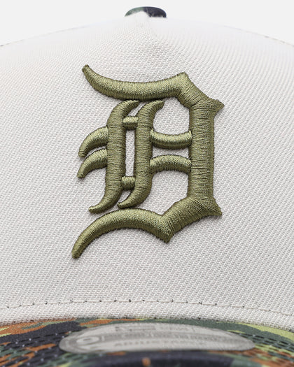 New Era Detroit Tigers "Camo Visor" 9FORTY A-Frame Trucker Snapback Stone/Olive