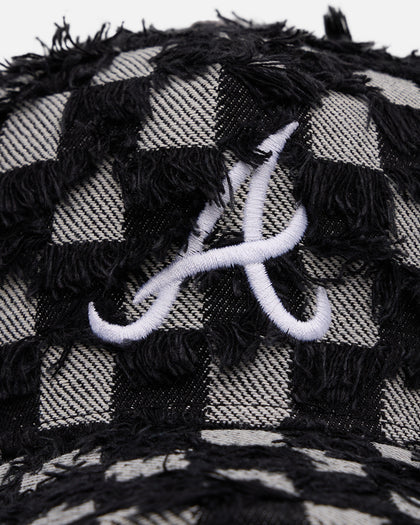 New Era Atlanta Braves 'Frayed Checkerboard' 9FORTY A-Frame Snapback Black/Grey