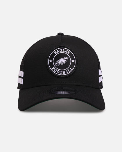 New Era Philadelphia Eagles 'Stripe' 9FORTY A-Frame Trucker Snapback Black/White