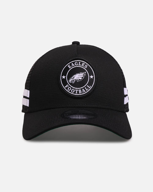 New Era Philadelphia Eagles 'Stripe' 9FORTY A-Frame Trucker Snapback Black/White