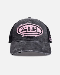 Von Dutch Distressed Trucker Snapback Black/Pink