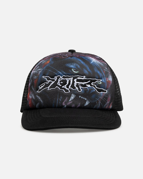 Loiter Airbrush Panther Trucker Snapback Cap Black