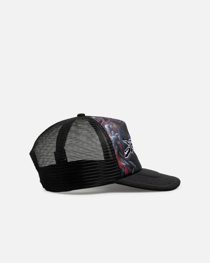 Loiter Airbrush Panther Trucker Snapback Cap Black