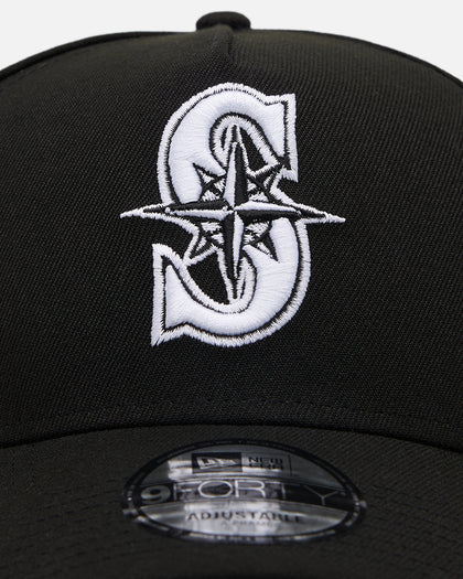 New Era Seattle Mariners 'Black' 9FORTY A-Frame Snapback Black/White