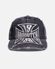 Von Dutch Cross Distressed Strapback Cap Washed Black
