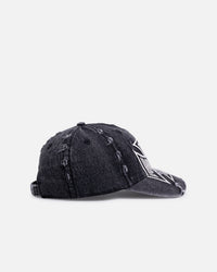 Von Dutch Cross Distressed Strapback Cap Washed Black