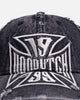 Von Dutch Cross Distressed Strapback Cap Washed Black