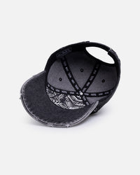 Von Dutch Cross Distressed Strapback Cap Washed Black
