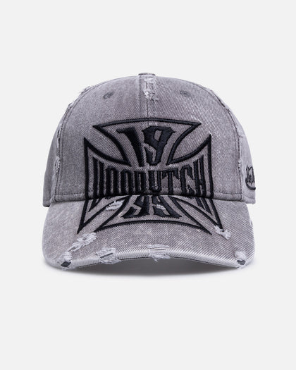 Von Dutch Cross Distressed Strapback Cap Washed Grey