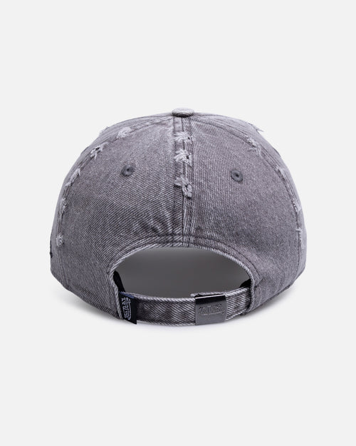 Von Dutch Cross Distressed Strapback Cap Washed Grey