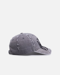 Von Dutch Cross Distressed Strapback Cap Washed Grey
