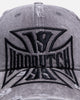 Von Dutch Cross Distressed Strapback Cap Washed Grey