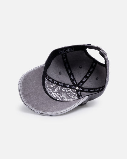Von Dutch Cross Distressed Strapback Cap Washed Grey