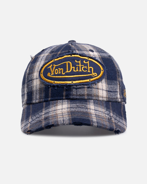 Von Dutch Gingham Dad Strapback Cap Blue