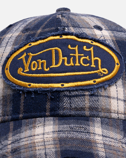 Von Dutch Gingham Dad Strapback Cap Blue