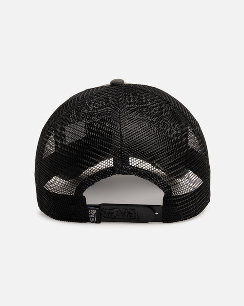Von Dutch Worn Out Trucker Snapback Hat Washed Black