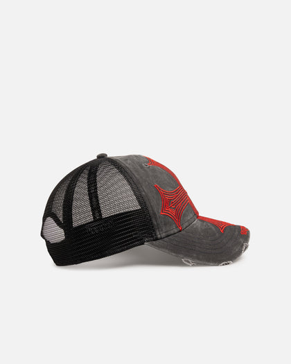 Von Dutch Worn Out Trucker Snapback Hat Washed Black