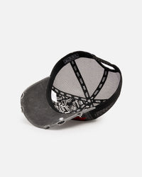 Von Dutch Worn Out Trucker Snapback Hat Washed Black