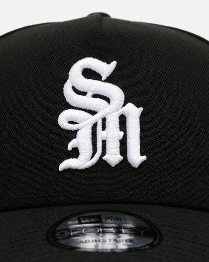 Saint Morta x New Era Logo 9FORTY A-Frame Snapback Black