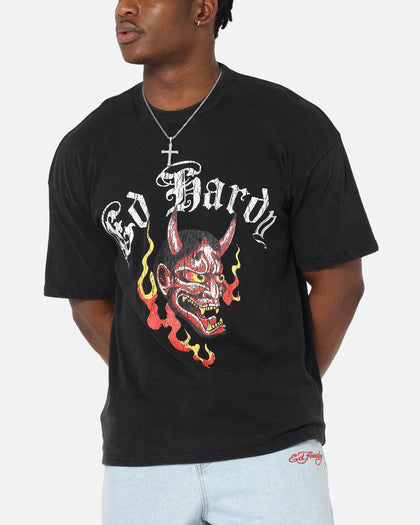 Ed Hardy Mask Of Mischief T-Shirt Black Acidwash