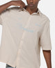Vouseti Full Court Button Up Shirt Latte White Stripe