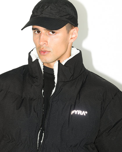 PYRA Sherpa Puffa Jacket Black/White
