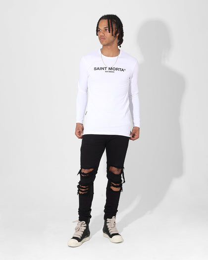 Saint Morta Drop Tail Long Sleeve T-Shirt White