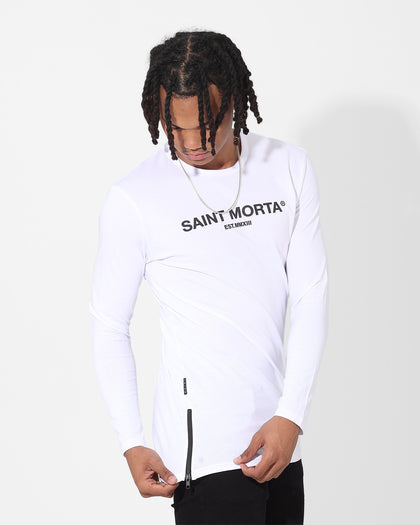 Saint Morta Drop Tail Long Sleeve T-Shirt White