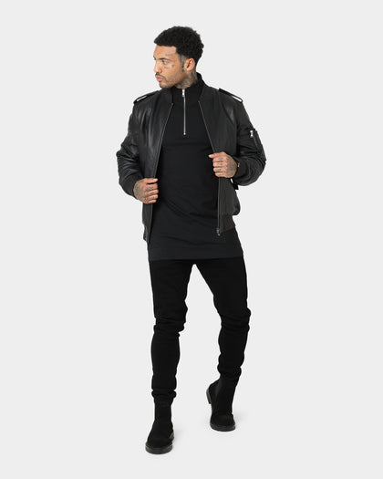 Saint Morta Kingdom Half Zip Funnel Neck T-Shirt Black