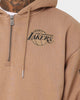 New Era Los Angeles Lakers Quarter Zip Sleeve Script Hoodie Khaki/Black