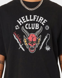 73Studio 73Studio X Stranger Things Hellfire Club Vintage T-Shirt Washed Black