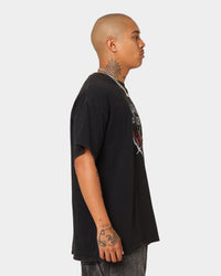 73Studio 73Studio X Stranger Things Hellfire Club Vintage T-Shirt Washed Black