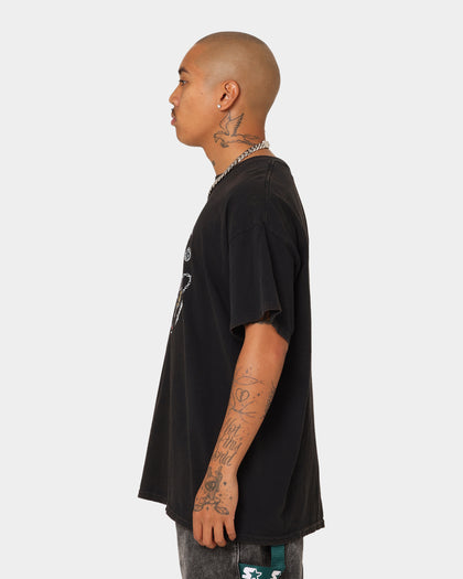73Studio 73Studio X Stranger Things Hellfire Club Vintage T-Shirt Washed Black