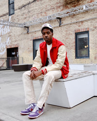 MNML Collared Varsity Jacket Red/White