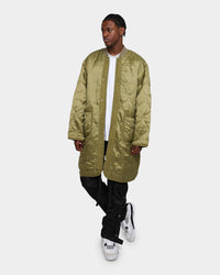 MNML Zip Up Bomber Trench Jacket Olive