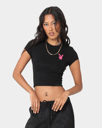 Playboy Women's Stack Baby T-Shirt Black