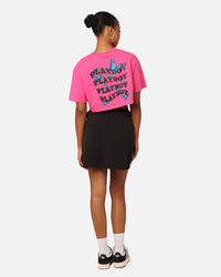 Playboy Women's Butterfly Cropped T-Shirt Pink