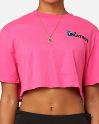 Playboy Women's Butterfly Cropped T-Shirt Pink