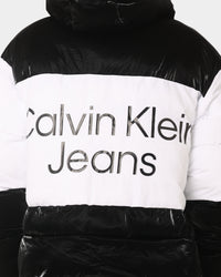 Calvin Klein Bold Logo Colourblock Puffer Jacket Ck Black/Bright White