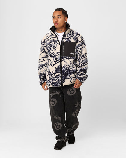 Stussy Dragon Sherpa Jacket Natural