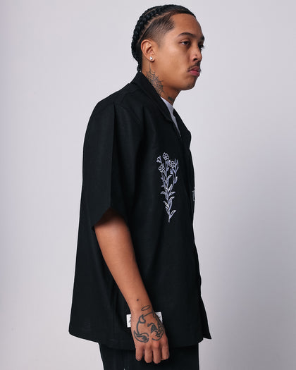 Loiter Witness Button Up T-Shirt Black