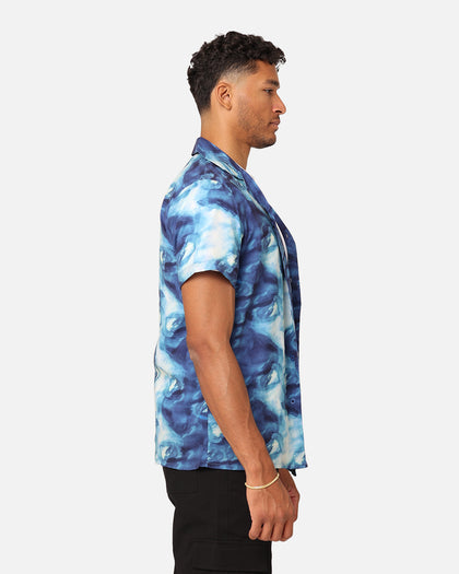 XXIII Distorted Button Up Shirt Blue