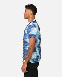 XXIII Distorted Button Up Shirt Blue