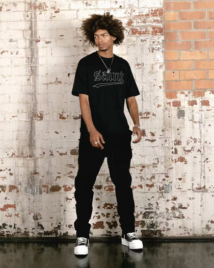 Saint Morta Allstar Embroidered Drop T-Shirt Black/White
