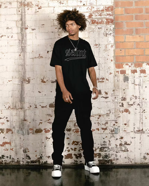 Saint Morta Allstar Embroidered Drop T-Shirt Black/White